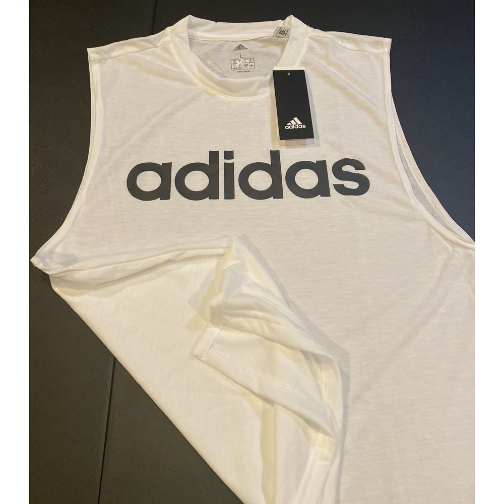Adidas Tank Top Women L Dash Workout Muscle Shirt Graphic Essential Tee NWT - Picture 3 of 6